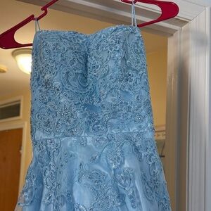 Charming Light Blue Lace Kids Dress